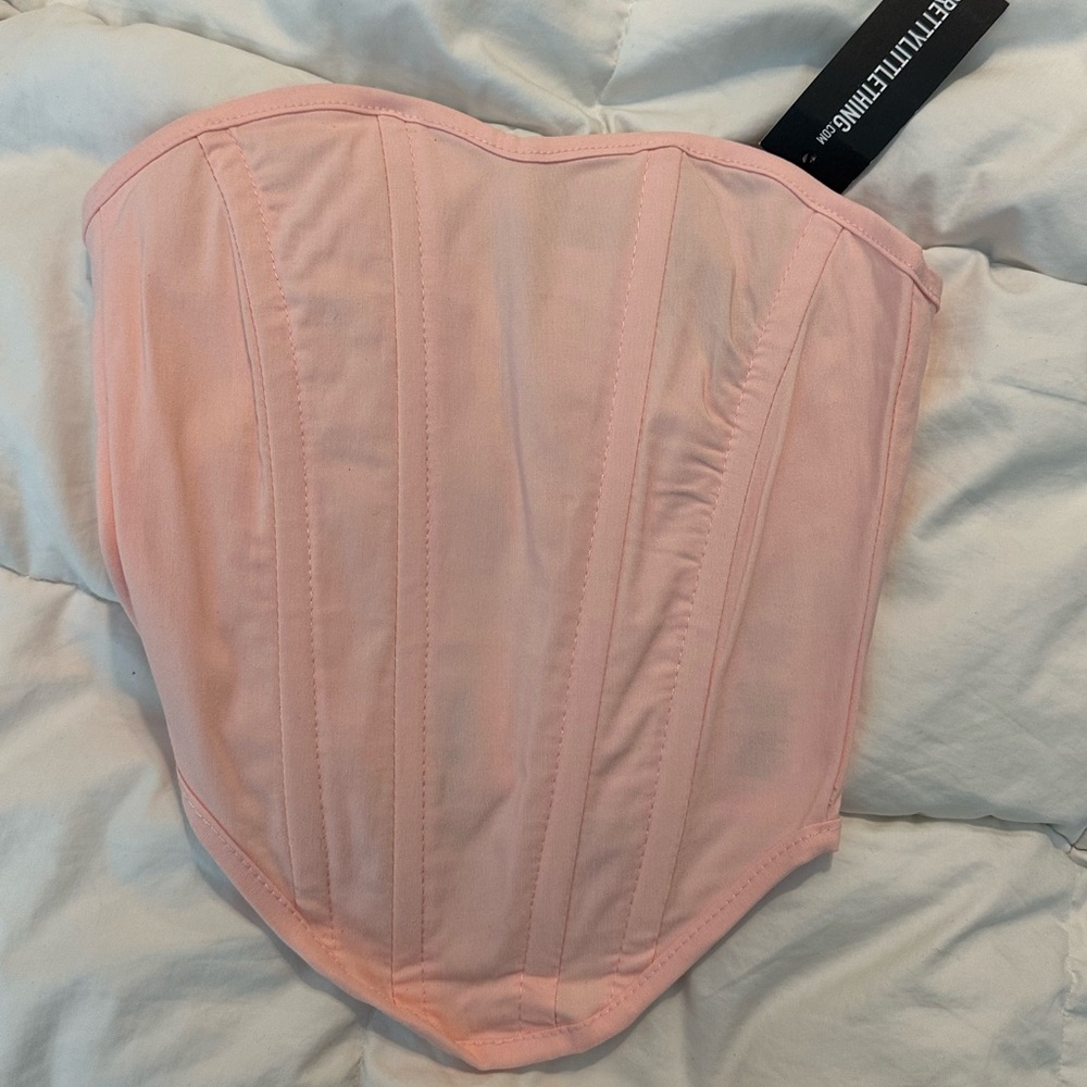 Pink Strapless Stretch Corset Top